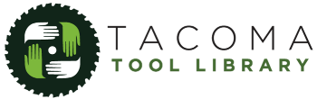 TTL Saw blade logo and text that says 'Tacoma Tool Library'