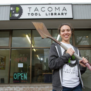 Rebecca Solverson at the "Tacoma Tool Library"